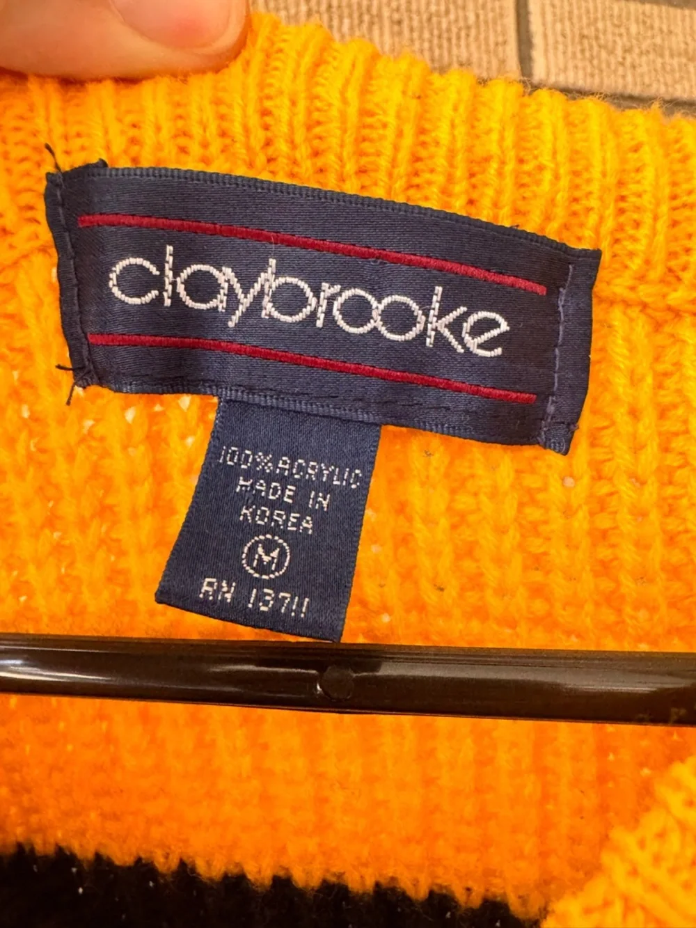 DOPE CLAYBROOK Vintage 90s Gold Navy Stripe Sweater - M - Picture 4 of 4